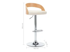 Bancos de bar 2 pcs couro artificial creme e madeira curvada