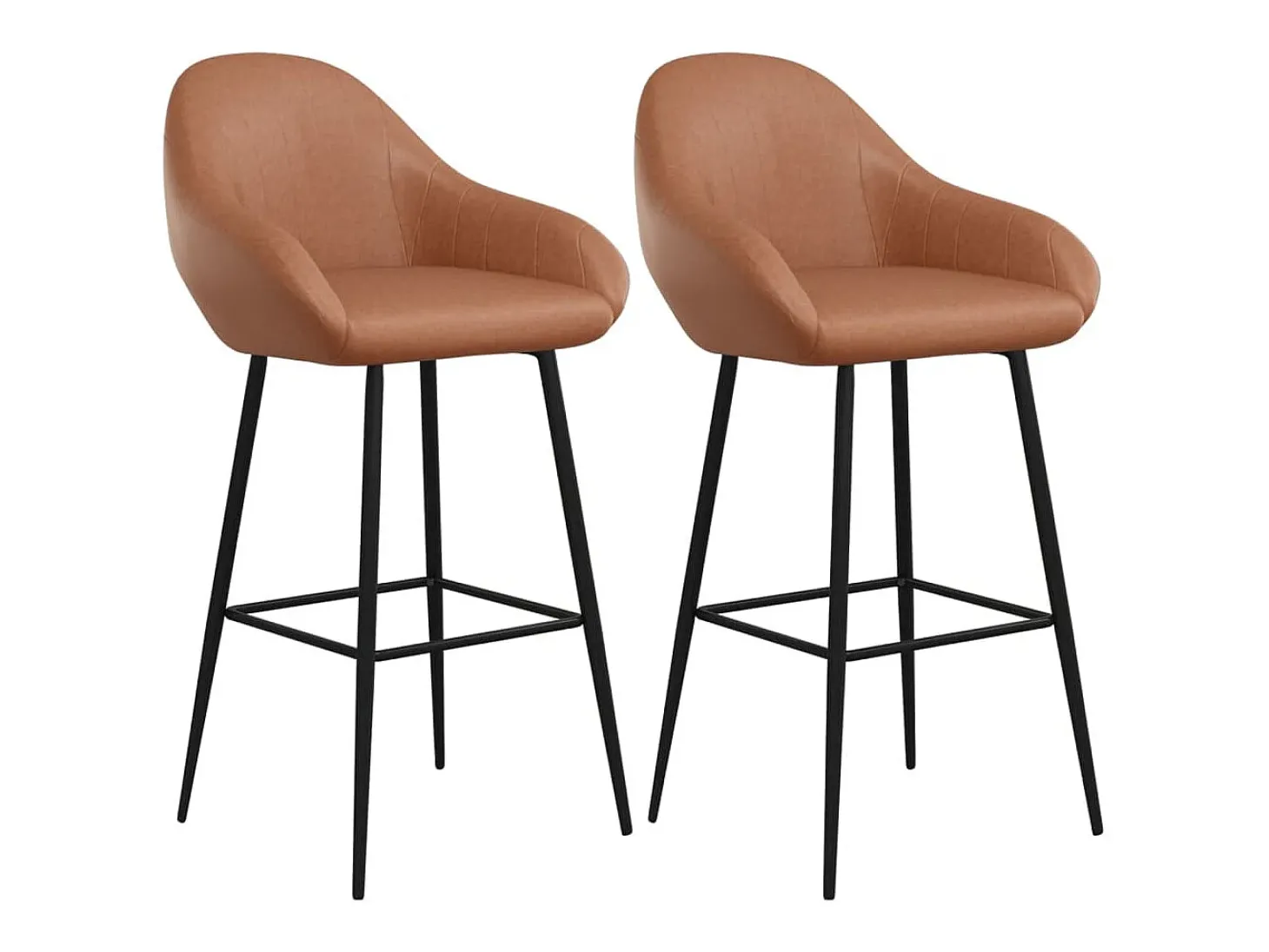 Bancos de bar 2 pcs couro artificial castanho-claro