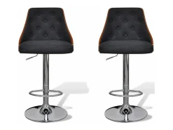 Bancos de bar 2 pcs madeira curvada e tecido
