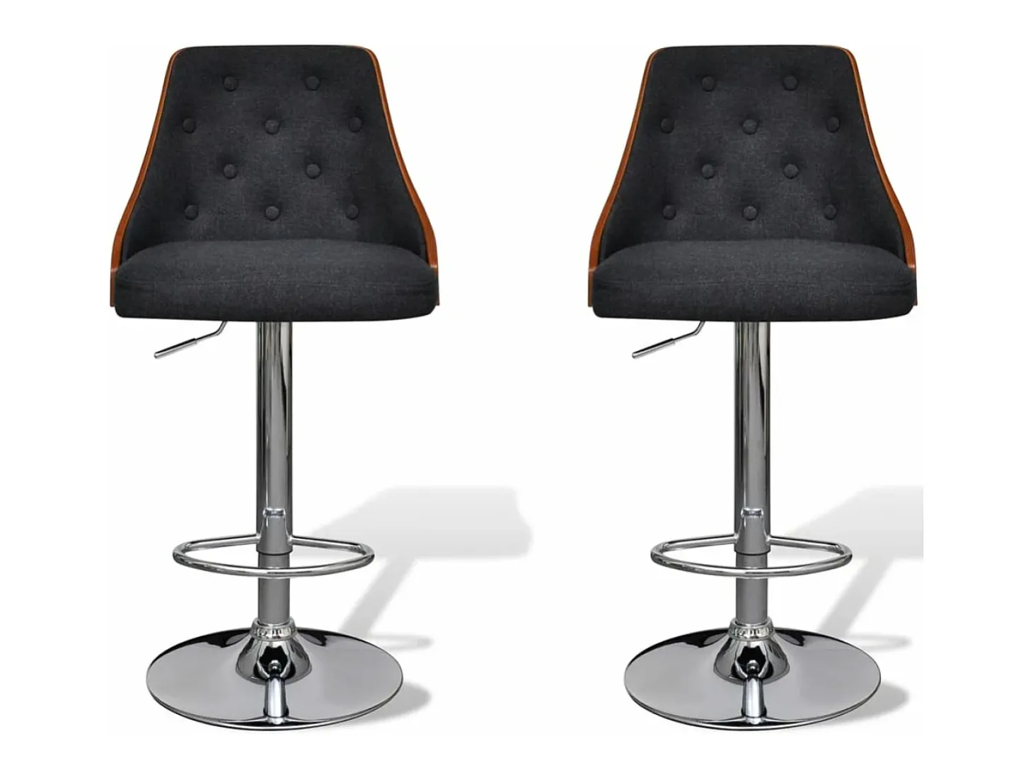 Bancos de bar 2 pcs madeira curvada e tecido