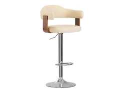 Bancos de bar 2 pcs madeira curvada e couro artificial creme