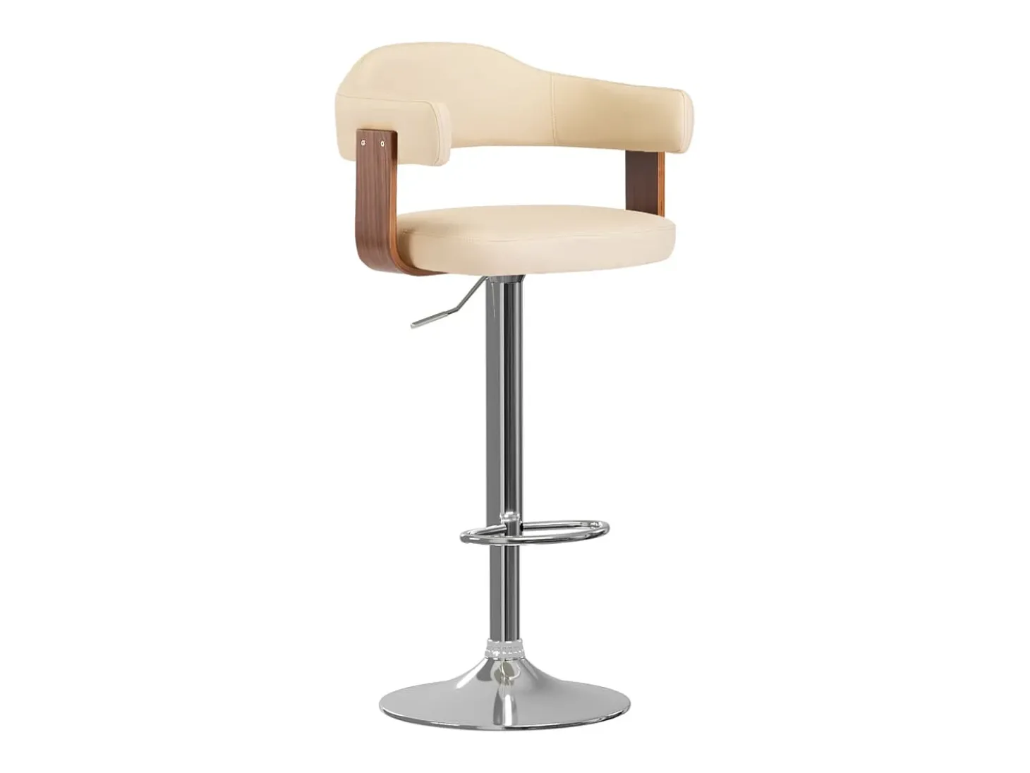 Bancos de bar 2 pcs madeira curvada e couro artificial creme