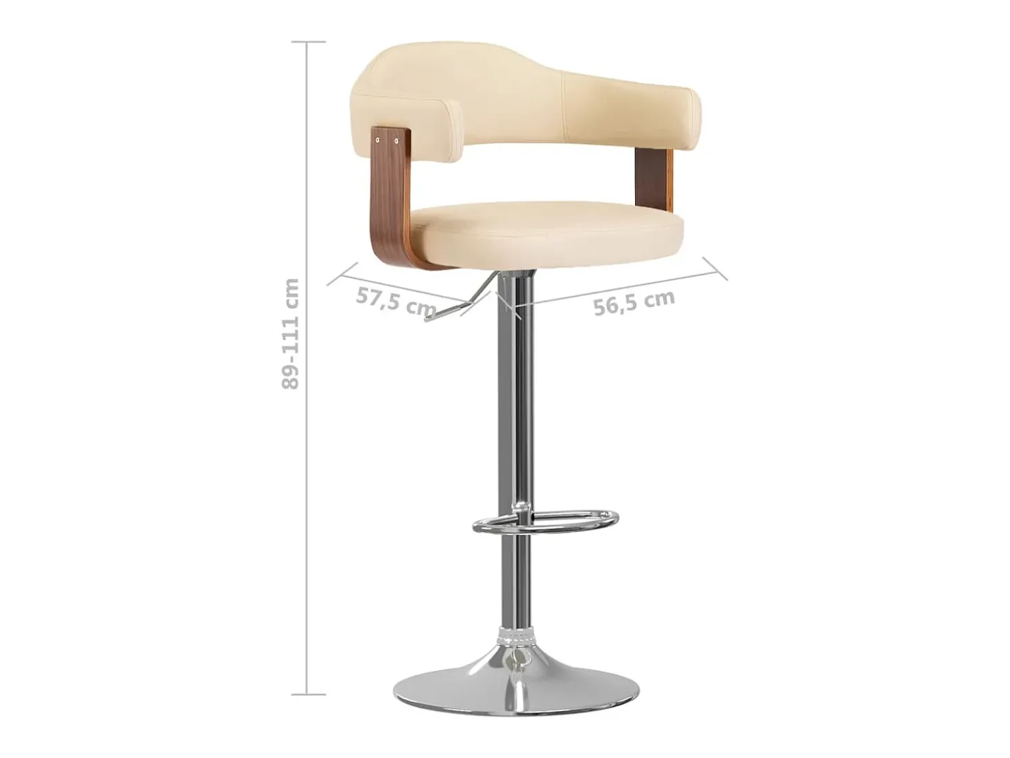 Bancos de bar 2 pcs madeira curvada e couro artificial creme
