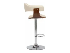 Bancos de bar 2 pcs madeira curvada e couro artificial creme PT729921