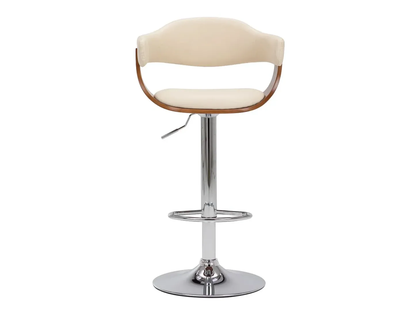 Bancos de bar 2 pcs madeira curvada e couro artificial creme PT729921