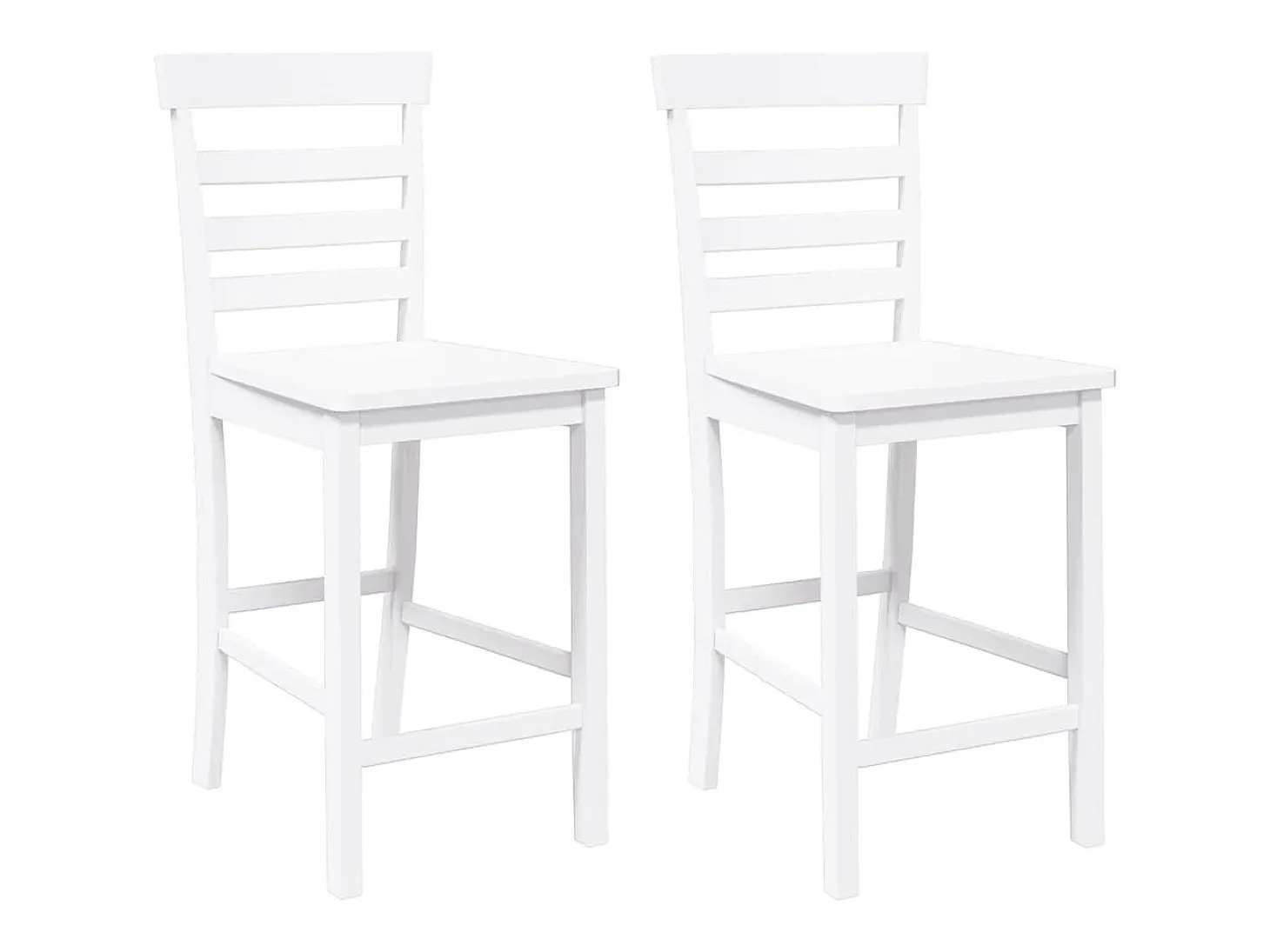 Bancos de bar 2 pcs madeira de seringueira maciça branco