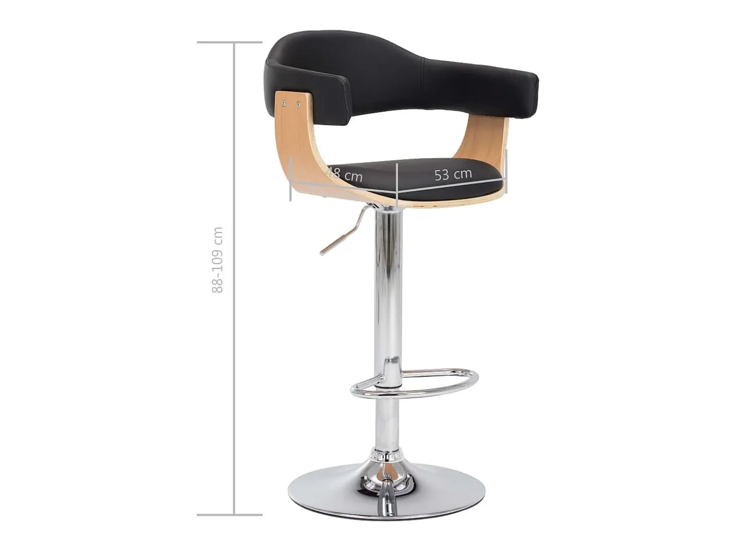 Bancos de bar 2 pcs madeira curvada e couro artificial preto
