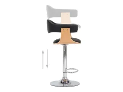 Bancos de bar 2 pcs madeira curvada e couro artificial preto