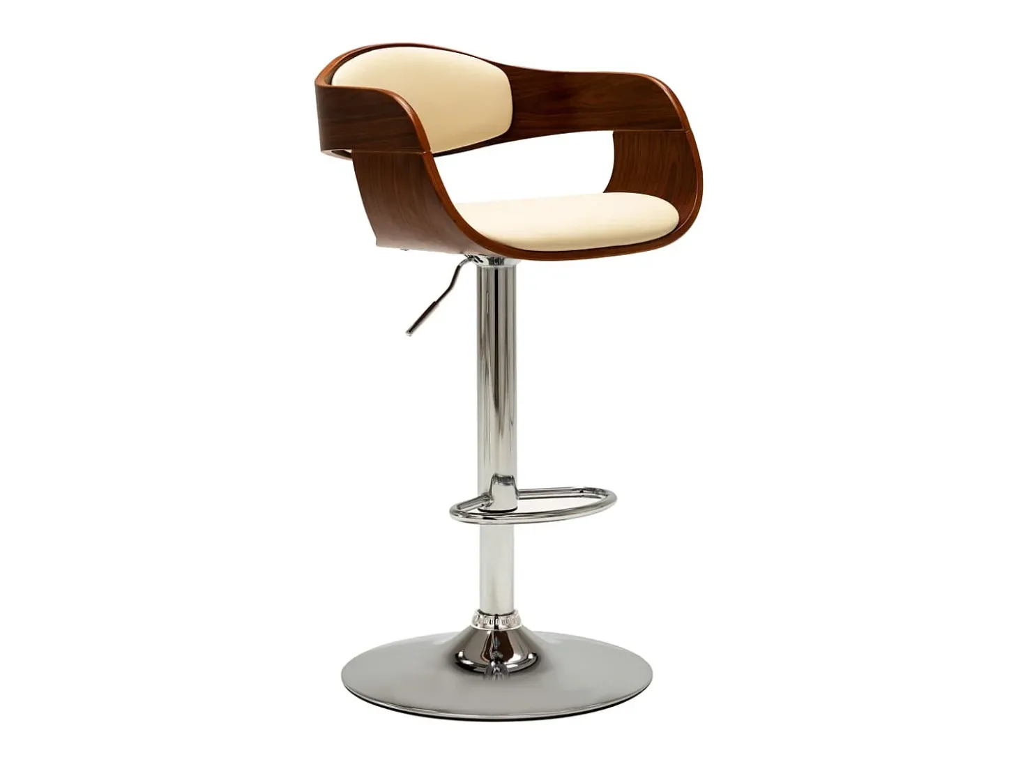 Bancos de bar 2 pcs madeira curvada e couro artificial creme PT637938