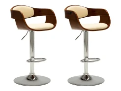 Bancos de bar 2 pcs madeira curvada e couro artificial creme PT637938