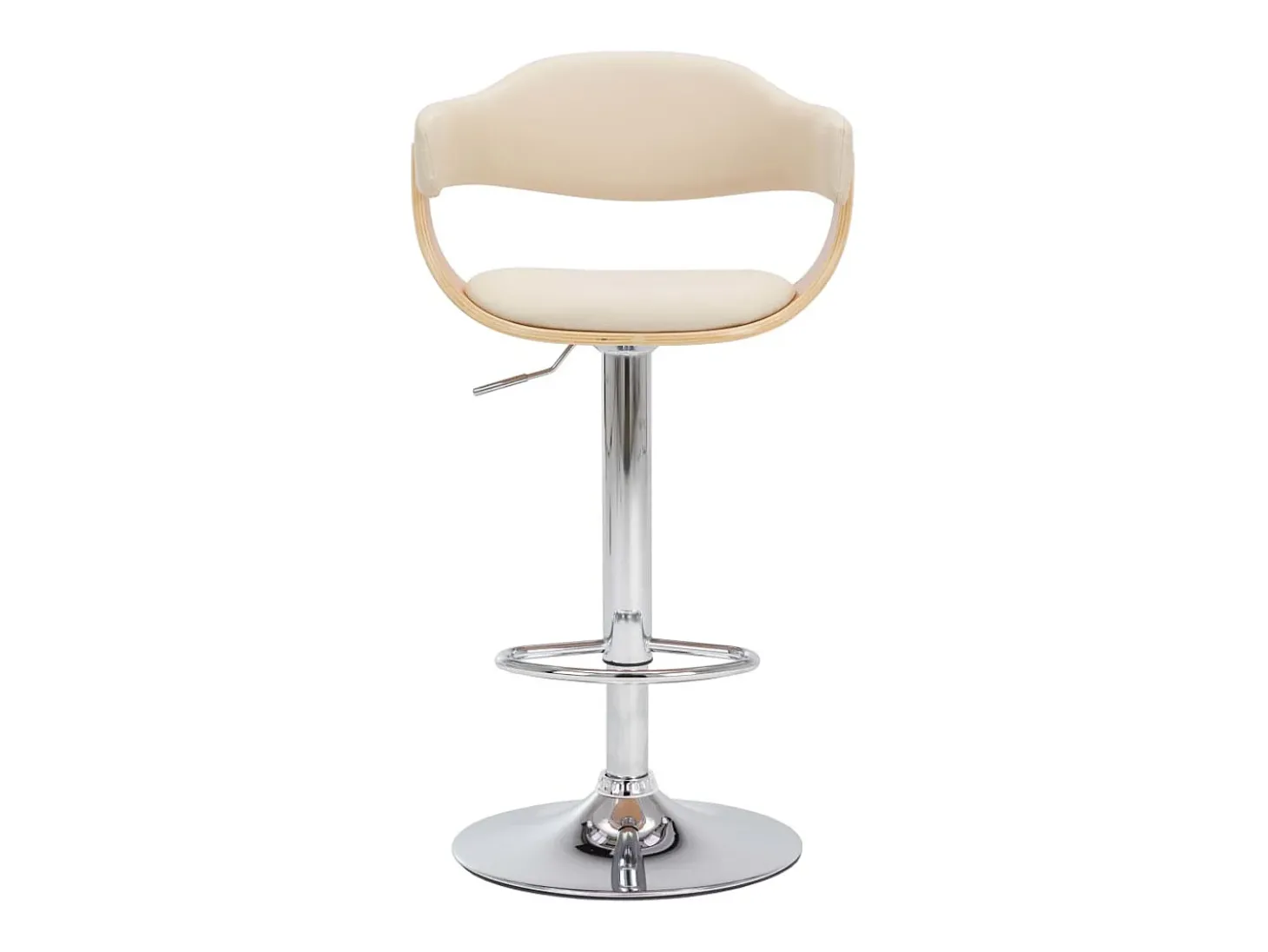 Bancos de bar 2 pcs madeira curvada e couro artificial creme PT913337