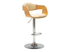 Bancos de bar 2 pcs madeira curvada e couro artificial creme PT528390