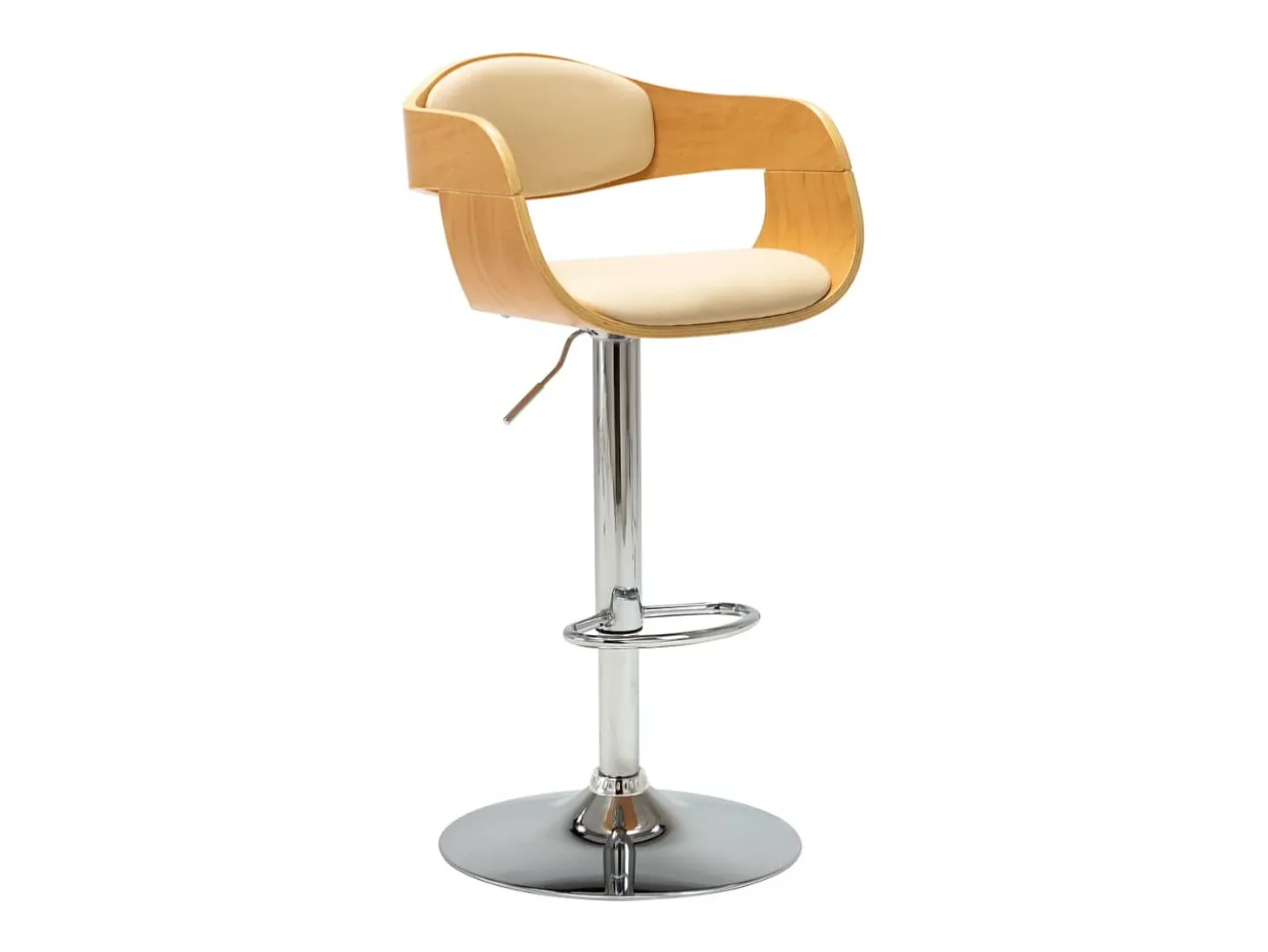 Bancos de bar 2 pcs madeira curvada e couro artificial creme PT528390