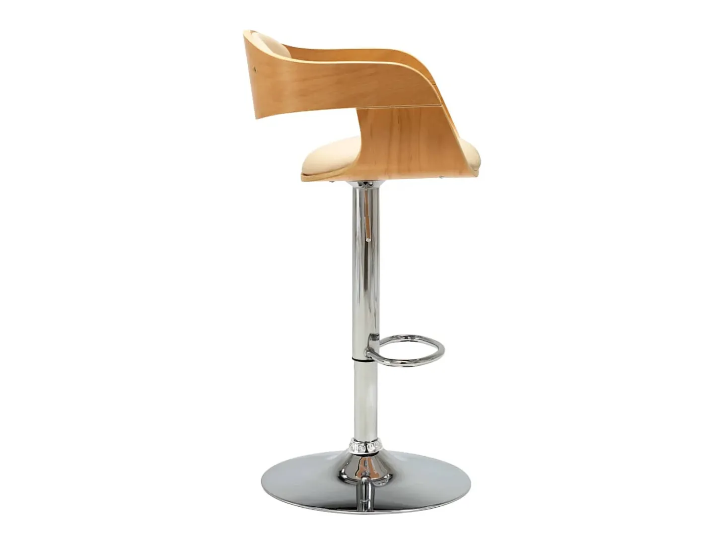 Bancos de bar 2 pcs madeira curvada e couro artificial creme PT528390