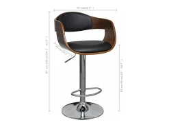 Bancos de bar 2 pcs madeira curvada e couro artificial preto