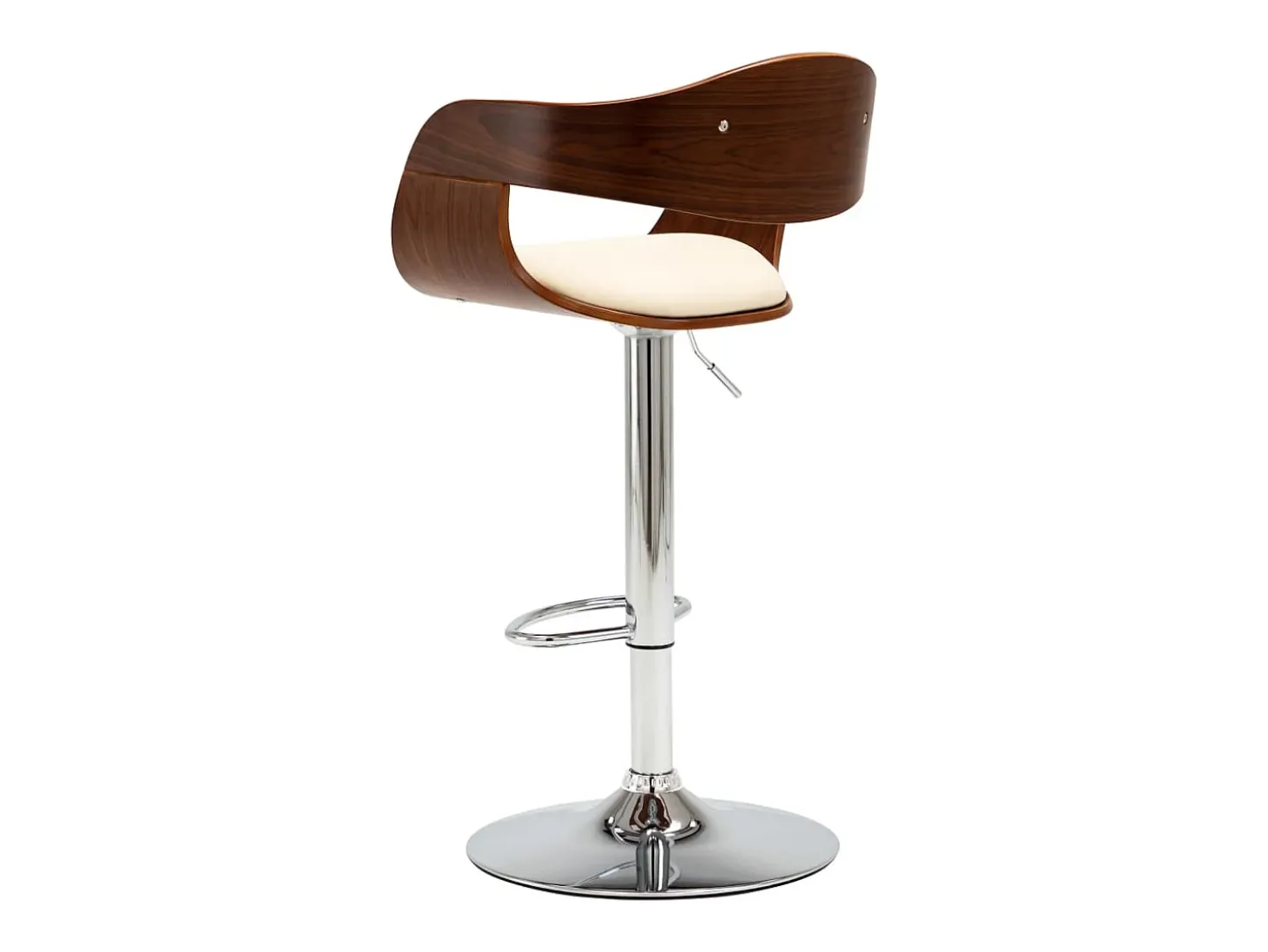 Bancos de bar 2 pcs madeira curvada e couro artificial creme