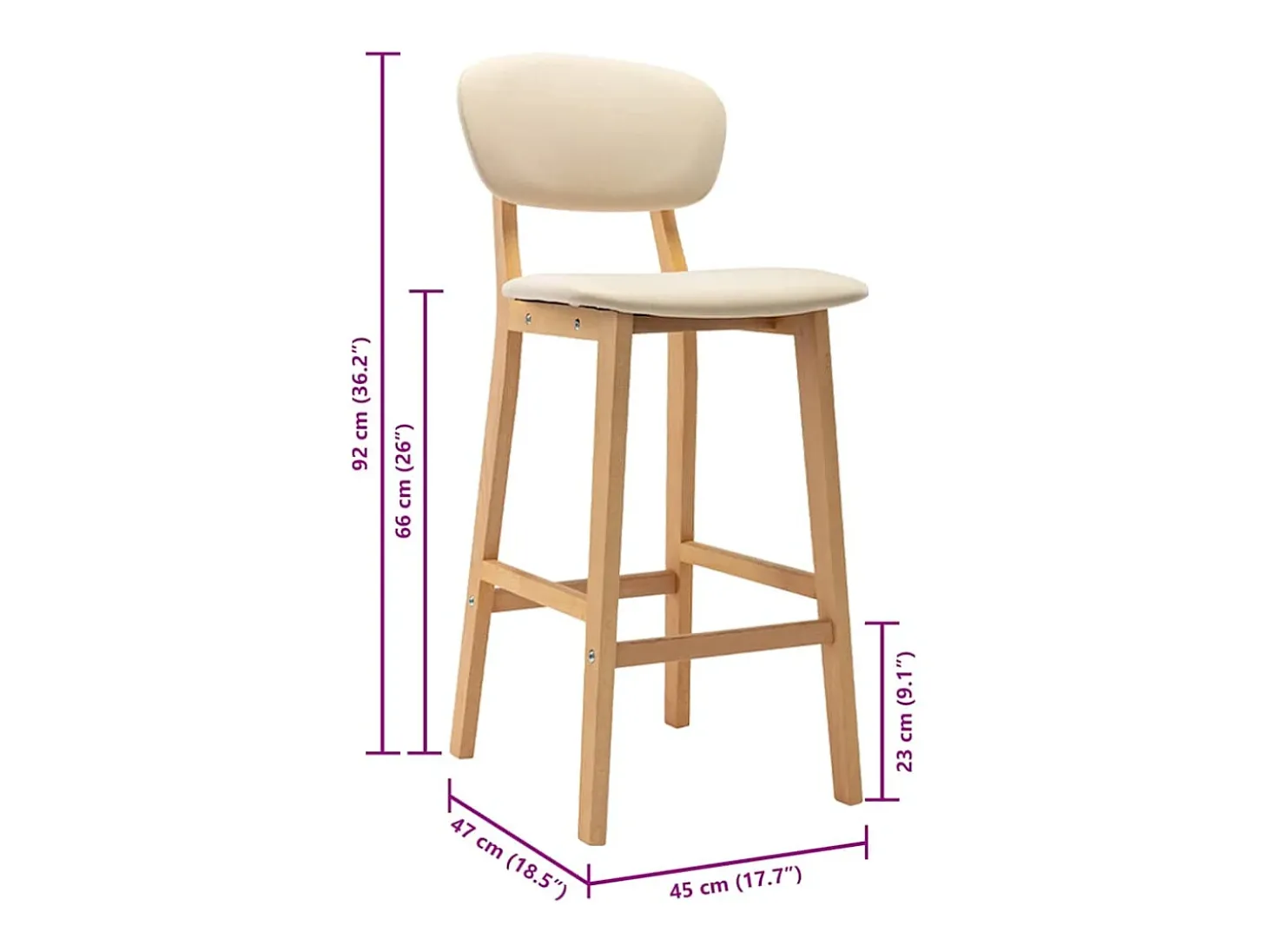 Bancos de bar 2 pcs tecido cor creme