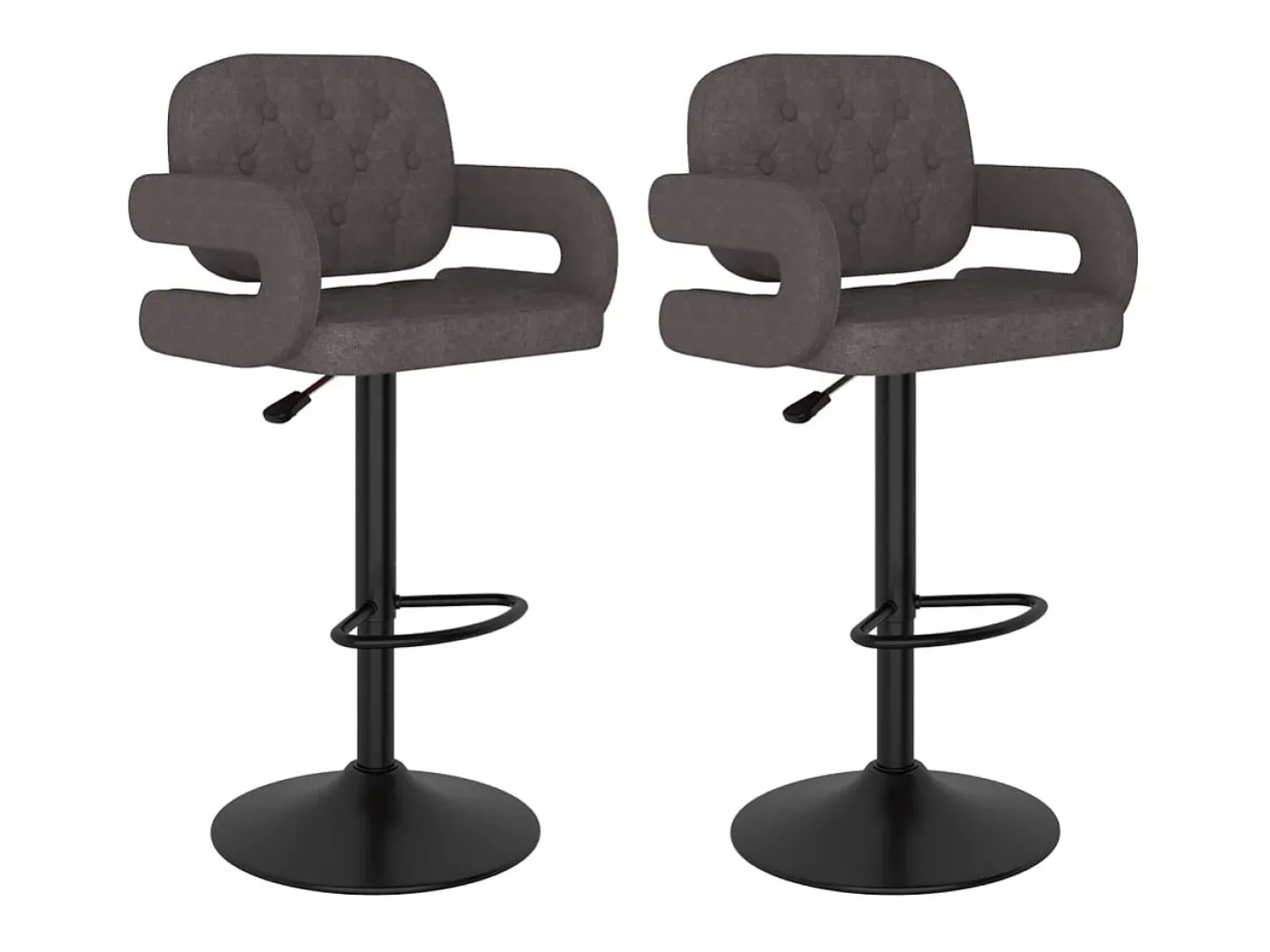 Bancos de bar 2 pcs tecido cinzento-acastanhado
