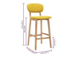 Bancos de bar 2 pcs tecido amarelo mostarda