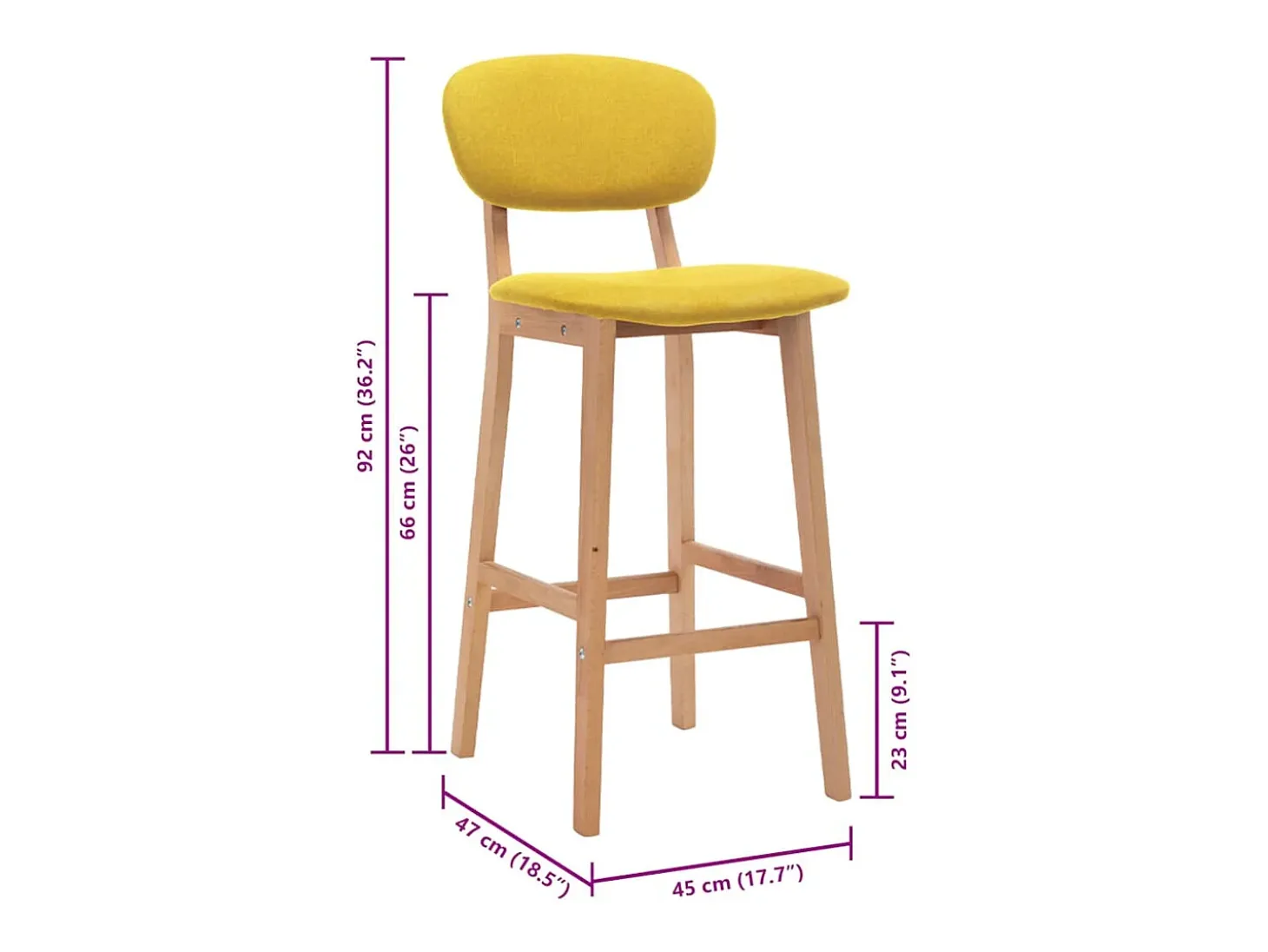 Bancos de bar 2 pcs tecido amarelo mostarda