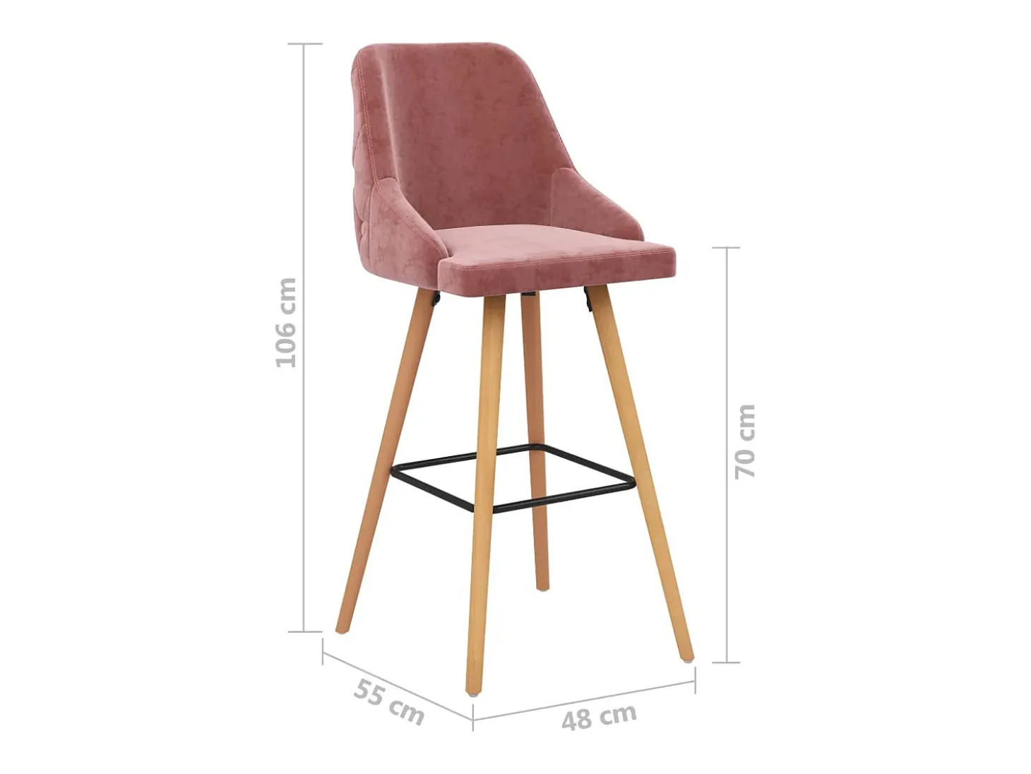 Bancos de bar 2 pcs veludo rosa