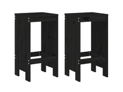 Bancos de bar 2 pcs 40x36x75 cm madeira de pinho maciça preto PT187358