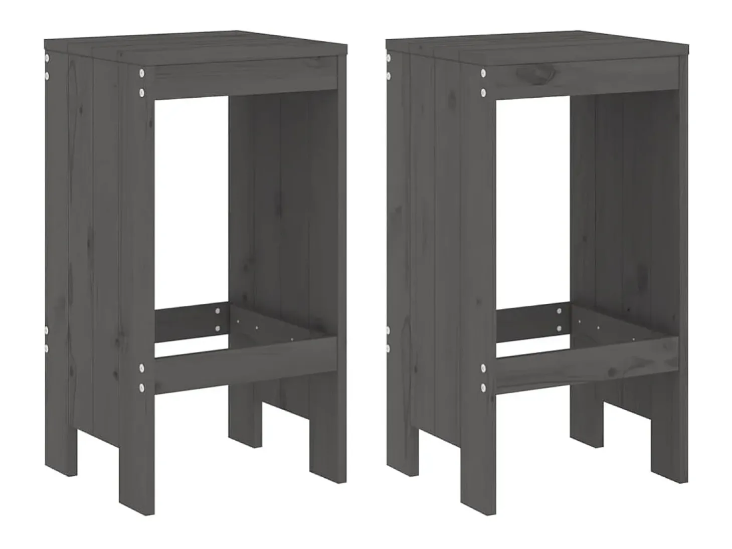 Bancos de bar 2 pcs 40x36x75 cm madeira de pinho maciça cinza PT434452