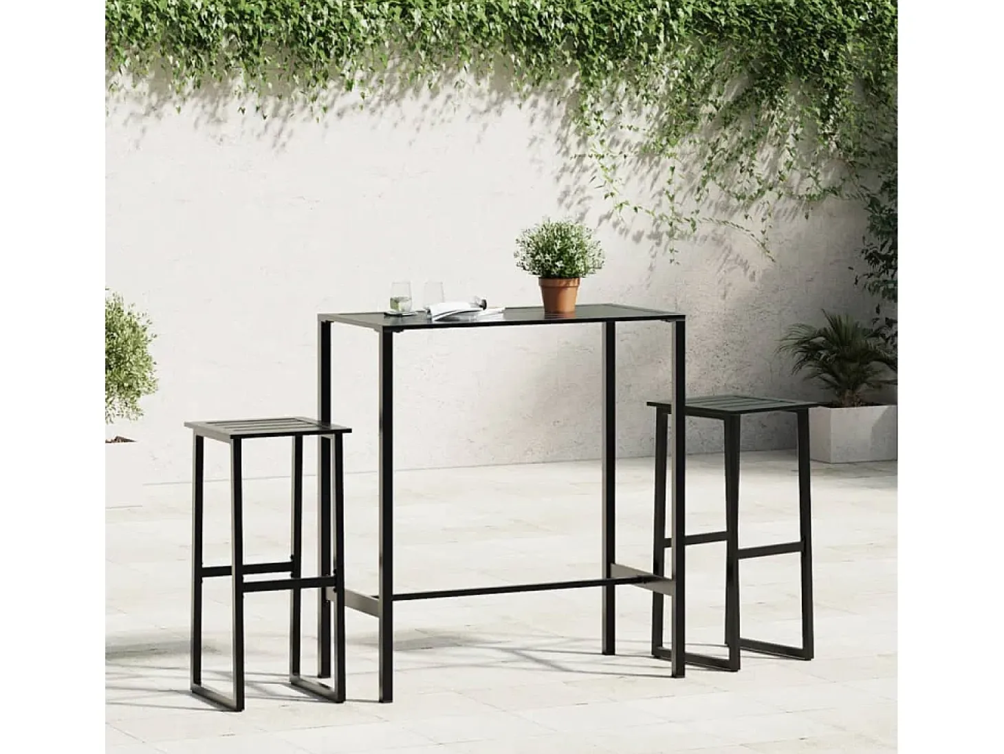 Bancos de bar 2 pcs 38x38x80 cm aço revestido a pó preto PT919288