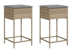 Bancos de bar com almofadões para jardim 2 pcs vime PE bege PT411954