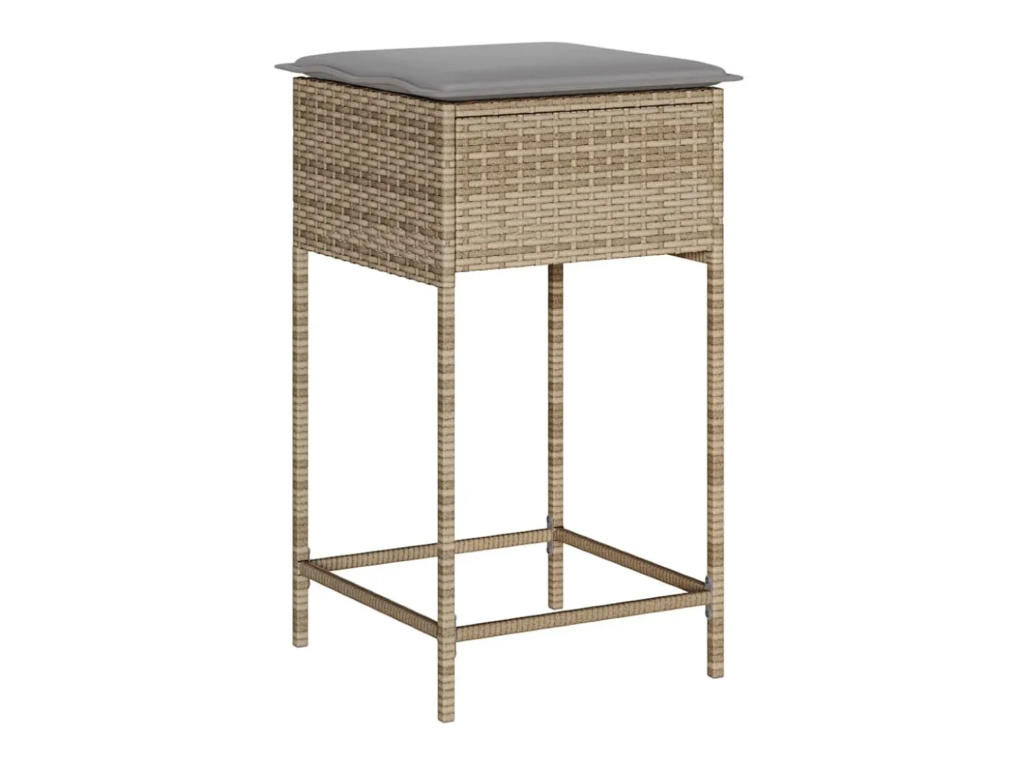 Bancos de bar com almofadões para jardim 2 pcs vime PE bege PT411954