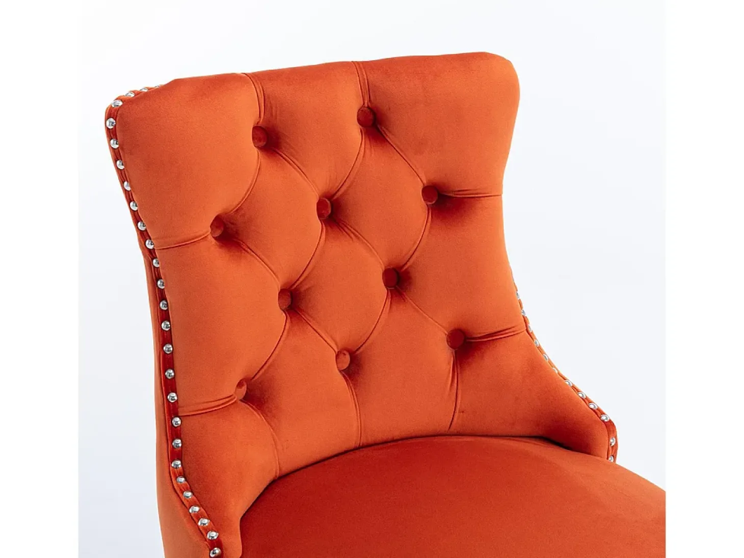 Bancos de bar estofados, conjunto de 2 Com rebites decorativos e pés em madeira Acabamento cromado com rebites Revestimento em veludo, laranja