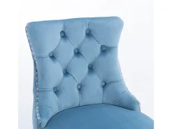 Bancos de bar estofados, conjunto de 2 Com rebites decorativos e pés em madeira Acabamento cromado com rebites Revestimento em veludo, azul claro