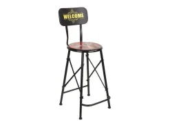 Banqueta alta de metal vermelha