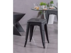 Banqueta baixa em aço industrial (45cm) - Bistro - Preto