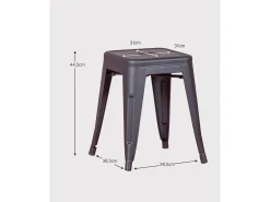 Banqueta baixa em aço industrial (45cm) - Bistro - Preto