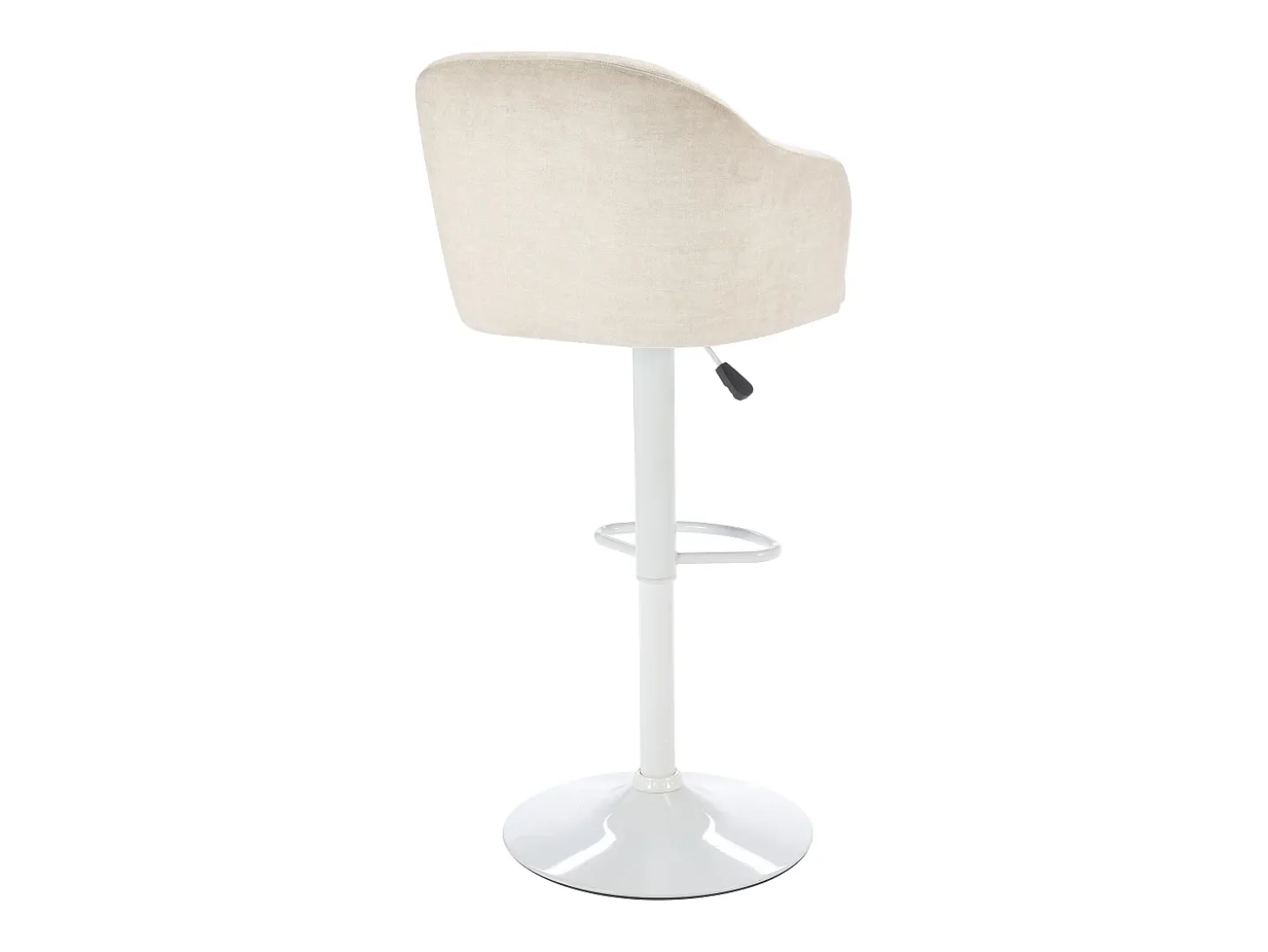 Banqueta de bar em tecido e metal - Altura ajustável - Creme e branco - CARSTEN