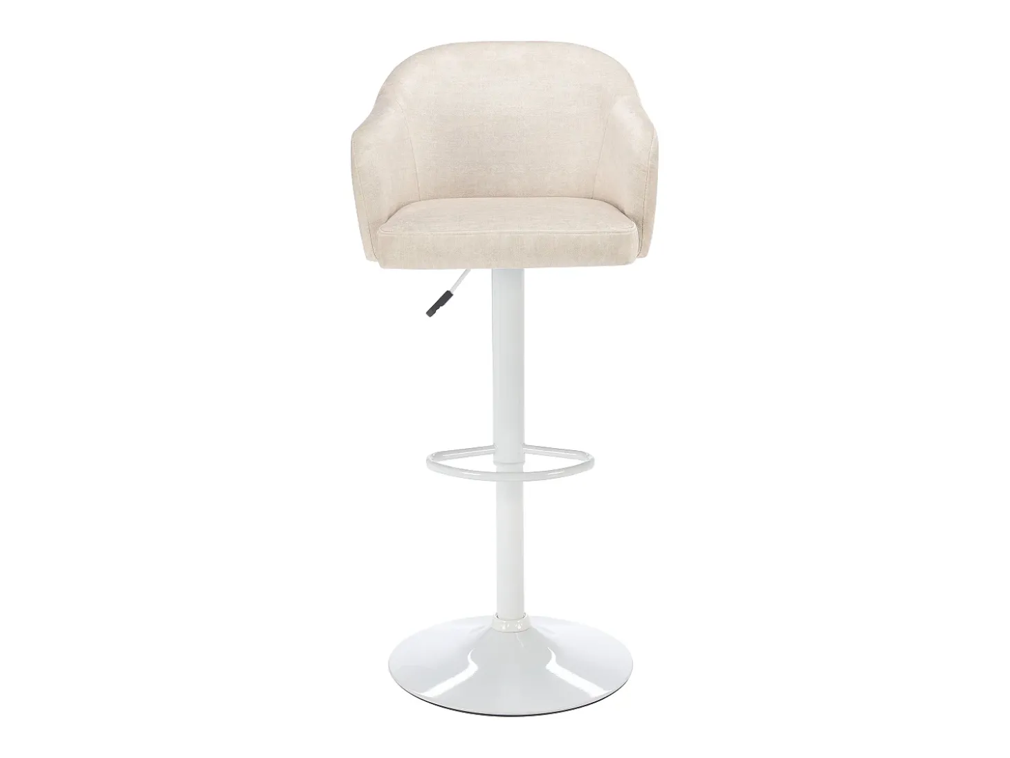 Banqueta de bar em tecido e metal - Altura ajustável - Creme e branco - CARSTEN