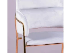 Banqueta de design estofada em veludo e pernas douradas - Cruiser - Cinza