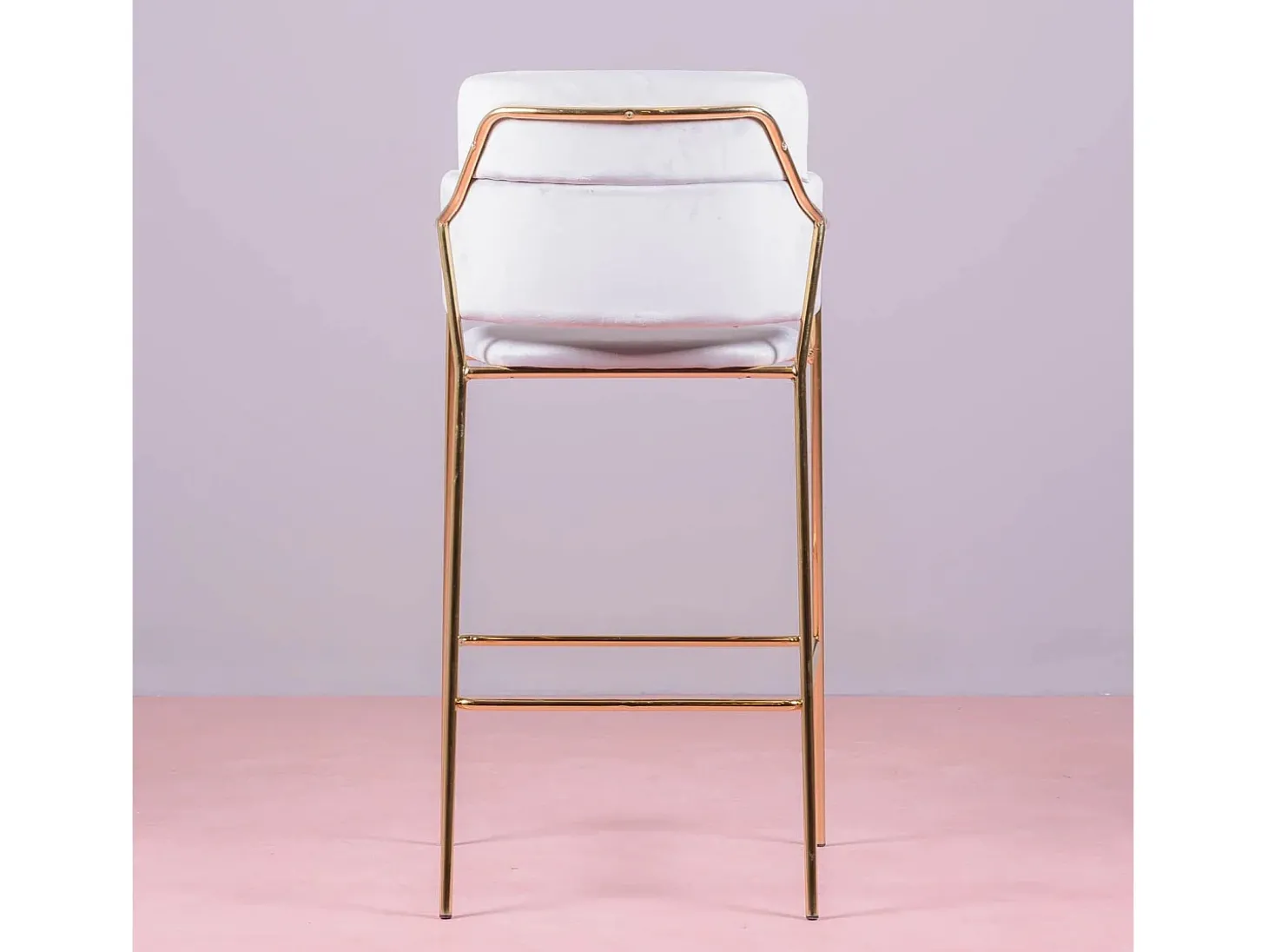 Banqueta de design estofada em veludo e pernas douradas - Cruiser - Cinza