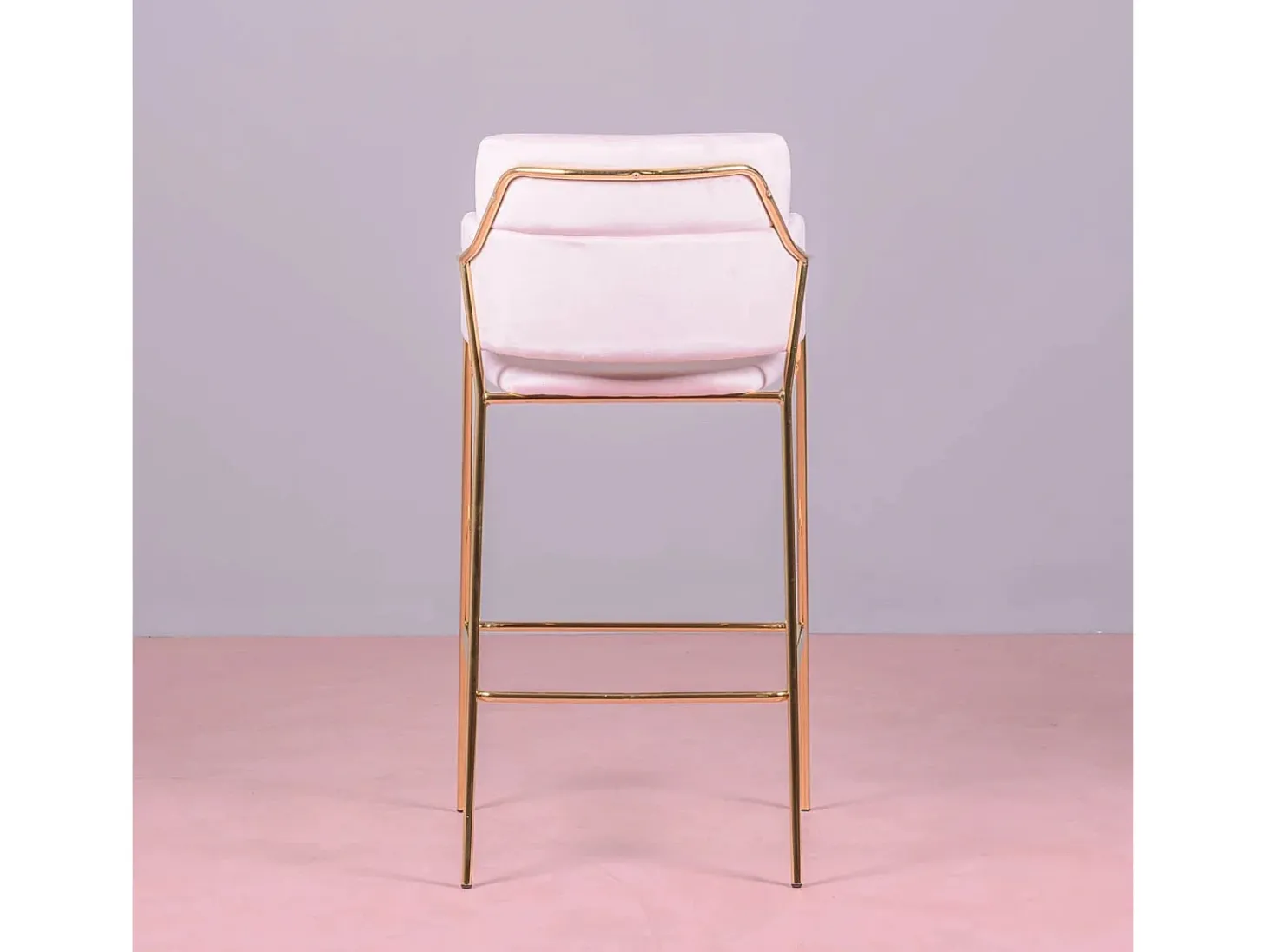Banqueta de design estofada em veludo e pernas douradas - Cruiser - Rosa