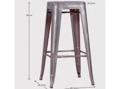 Banqueta empilhável de metal em aço (68cm) - Bistro - Preto