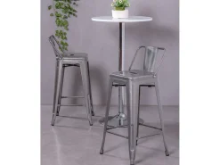 Banqueta industrial de metal com encosto baixo (66cm) - Bistro - Metal
