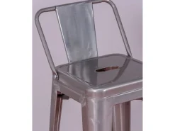 Banqueta industrial de metal com encosto baixo (66cm) - Bistro - Metal