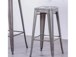Banqueta industrial empilhável em aço metalizado (76cm) - Bistro - Metal
