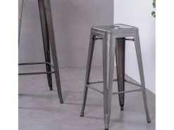 Banqueta industrial empilhável em aço metalizado (76cm) - Bistro - Metal