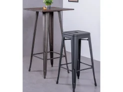 Banqueta metálica em aço lacado (76cm) - Bistro - Preto