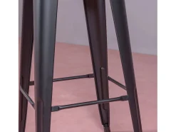 Banqueta metálica em aço lacado com encosto alto (76cm) - Bistro - Preto