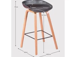 Banqueta nórdica com pernas em faia (63cm) - Daxer - Branco