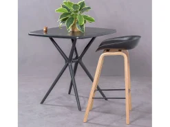 Banqueta nórdica com pernas em faia (63cm) - Daxer - Preto