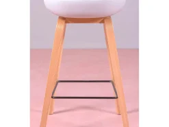 Banqueta nórdica com pernas em faia (63cm) - Daxer - Cinza claro